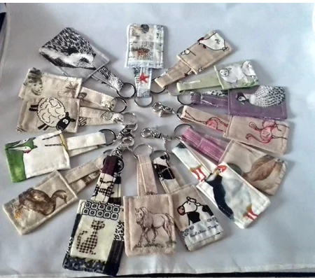 Animal Keyring, Linen Keyfob, Fabric Keychain Handmade in Yorkshire