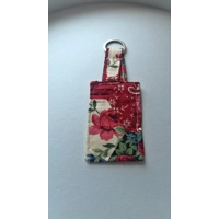 Red rose fabric keyring, cotton anniversary gift, luggage tag, letterbox gift handmade in Yorkshire