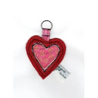 Red Keyring , Fabric Keychain, Cotton Keyfob, Anniversary Gift, Luggage Tag