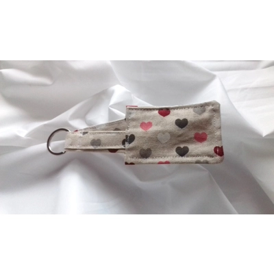 Linen Heart Keyring, handmade linen keyfob, Luggage Tag