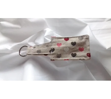 Linen Heart Keyring, handmade linen keyfob, Luggage Tag