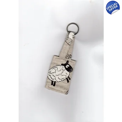 Sheep keyring, Farmyard animal keyfob, fabric keychain, le..