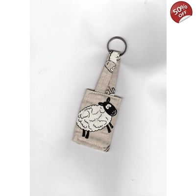 Sheep keyring, Farmyard animal keyfob, fabric keychain, le..