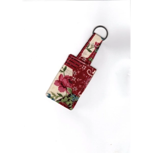 Red rose fabric keyring, cotton anniversary gift, luggage tag, letterbox gift handmade in Yorkshire