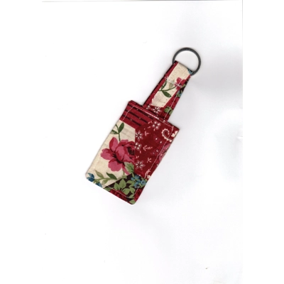 Red rose fabric keyring, cotton anniversary gift, luggage ..