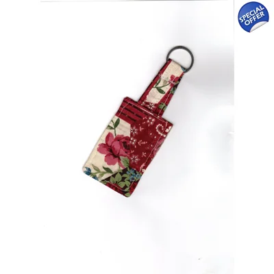 Red rose fabric keyring, cotton anniversary gift, luggage ..