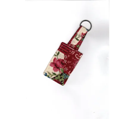 Red rose fabric keyring, cotton anniversary gift, luggage tag, letterbox gift handmade in Yorkshire