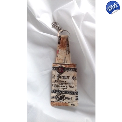 Linen fabric keyring, luggage tag, linen fabric keyfob, le..