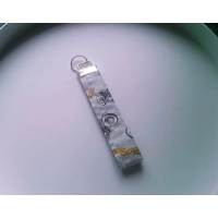 Grey motorcycle keyfob motorbike keyring brown wrist strap keychain