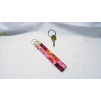 Red Keyring , Fabric Keychain, Cotton Keyfob, Anniversary Gift, Luggage Tag