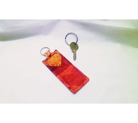 Red Keyring , Fabric Keychain, Cotton Keyfob, Anniversary Gift, Luggage Tag