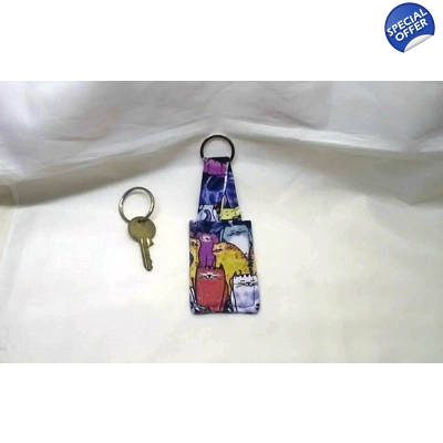 Cat keyring luggage tag, cotton fabric keyfob, cat keychain Bag Charm