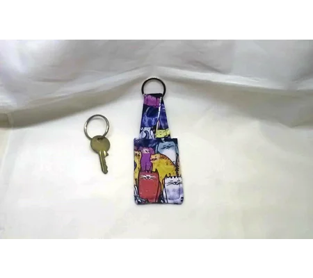 Cat keyring luggage tag, cotton fabric keyfob, cat keychain Bag Charm