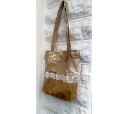 Shoulder Bag, Chenille Tote Bag Handmade in Yorkshire