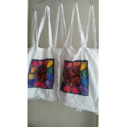 Cotton Shoulder Bag Eco Friendly Cotton Shopping Bag, Rainbow Sunburst