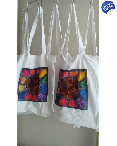 Cotton Shoulder Bag Eco Friendly Cotton Shopping Bag, Rainbow Sunburst Cotton Shoulder Bag Eco Friendly Cotton Shopping Bag, Rainbow Sunburst