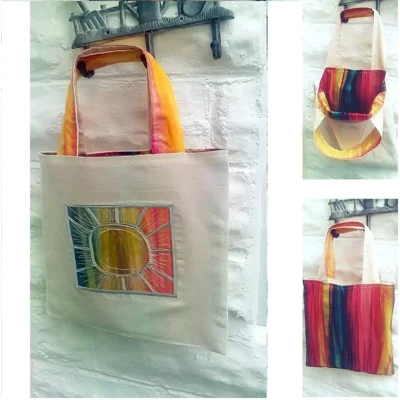 Rainbow Cotton Shoulder Bag, Handmade in Yorkshire