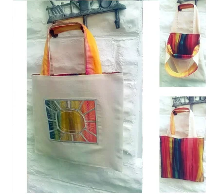 Rainbow Cotton Shoulder Bag, Handmade in Yorkshire
