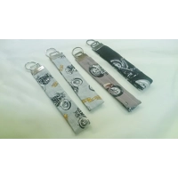 Grey motorcycle keyfob motorbike keyring brown wrist strap keychain