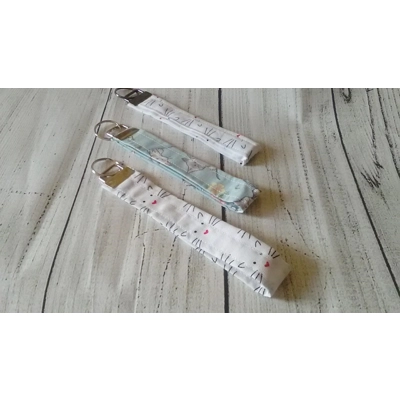 Cat Wrist Strap Keyfob Kittens Fabric Wristlet White Keyfo..