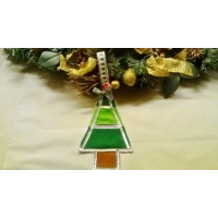 Christmas red and silver star tee decoration, Reusable Fabric Tree Ornament