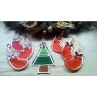 Mini Red Felt Stocking Christmas Tree Decoration with gold trim, reusable Fabric Tree Ornament handm