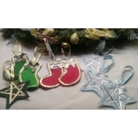 Handmade Red Felt Christmas Stocking Tree Decoration Reusable Fabric Tree Ornament, secret santa sto