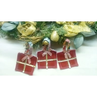 Red Felt Christmas Tree Decorations, Fabric Present Tree Ornament, handmade in Yorkshire Christmas l