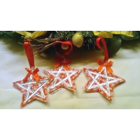 Christmas red and silver star tree decoration, Reusable Fabric Tree Ornament