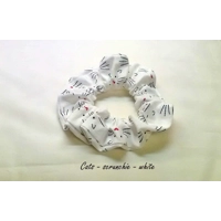 Cat Headband, cat scrunchie, cats whiskas white cotton reusable elasticated hairband