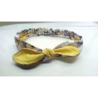 Bee self tie headband, bee scrunchie, yellow cotton elastic self tie hairband