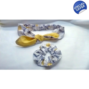 Bee self tie headband, bee scrunchie, yellow cotton elastic self tie hairband