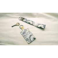 Bee Keyring luggage tag Wristlet Fabric Keyfob Letterbox gift Hand Made in Yorkshire