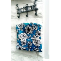 Blue Roses Peg Bag: Lined Cotton Laundry Bag with Hanger