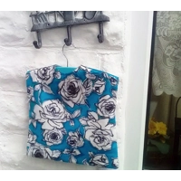 Blue Roses Peg Bag: Lined Cotton Laundry Bag with Hanger