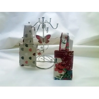 Red rose fabric keyring, cotton anniversary gift, luggage tag, letterbox gift handmade in Yorkshire