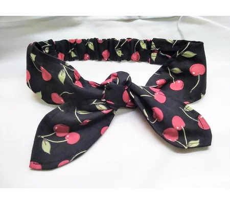 Cherries Tie Headband, Cherry Print cotton scrunchie letterbox gift