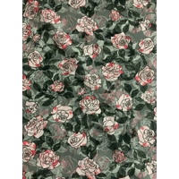 Grey and Pink Roses Tie Headband and Scrunchie, floral hairband, cotton reusable