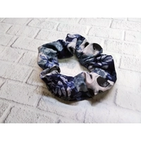 Gothic Skull Headband: Blue Halloween Cotton Hair Tie, Blue Scrunchie