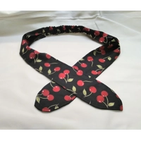 Cherries Tie Headband, Cherry Print cotton scrunchie letterbox gift
