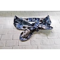 Gothic Skull Headband: Blue Halloween Cotton Hair Tie, Blue Scrunchie