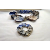 Batik self tie headband, blue batik scrunchie, batik sleep mask