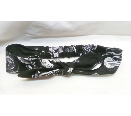 Motorcycle Scrunchie and black bike headband, Women's reusable scrunchie handmade to order