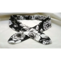 Black Rose Headband, Black floral hair accessory, cotton reusable elasticated