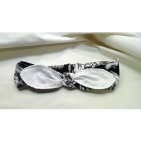 Black Rose Headband, Black floral hair accessory, cotton reusable elasticated