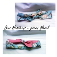 Green scrunchie Flowers Green Headband floral cotton reusable elasticated hairband, letter box gift