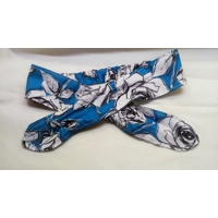 Scrunchie Blue Floral Women Hair Accessories, Blue Roses Scrunchie