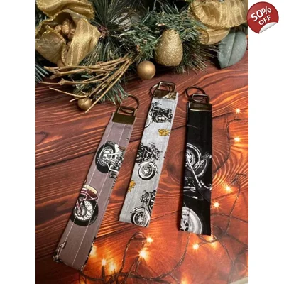Wrist Strap Keyfob Grey motorcycle keyfob black motorbike keyring brown keychain