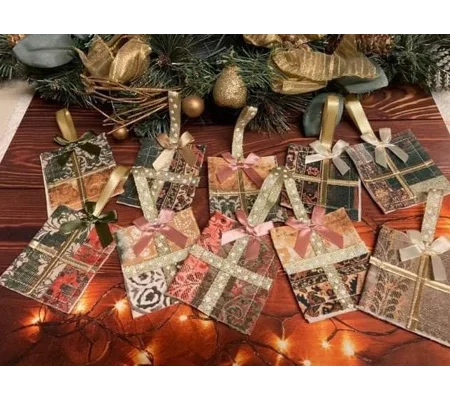 Velvet Fabric Christmas Decoration Set Handmade Christmas Tree Ornament, made in Yorkshire