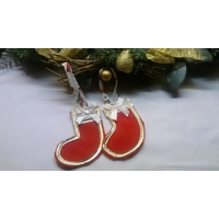 Handmade Red Felt Christmas Stocking Tree Decoration Reusable Fabric Tree Ornament, secret santa sto